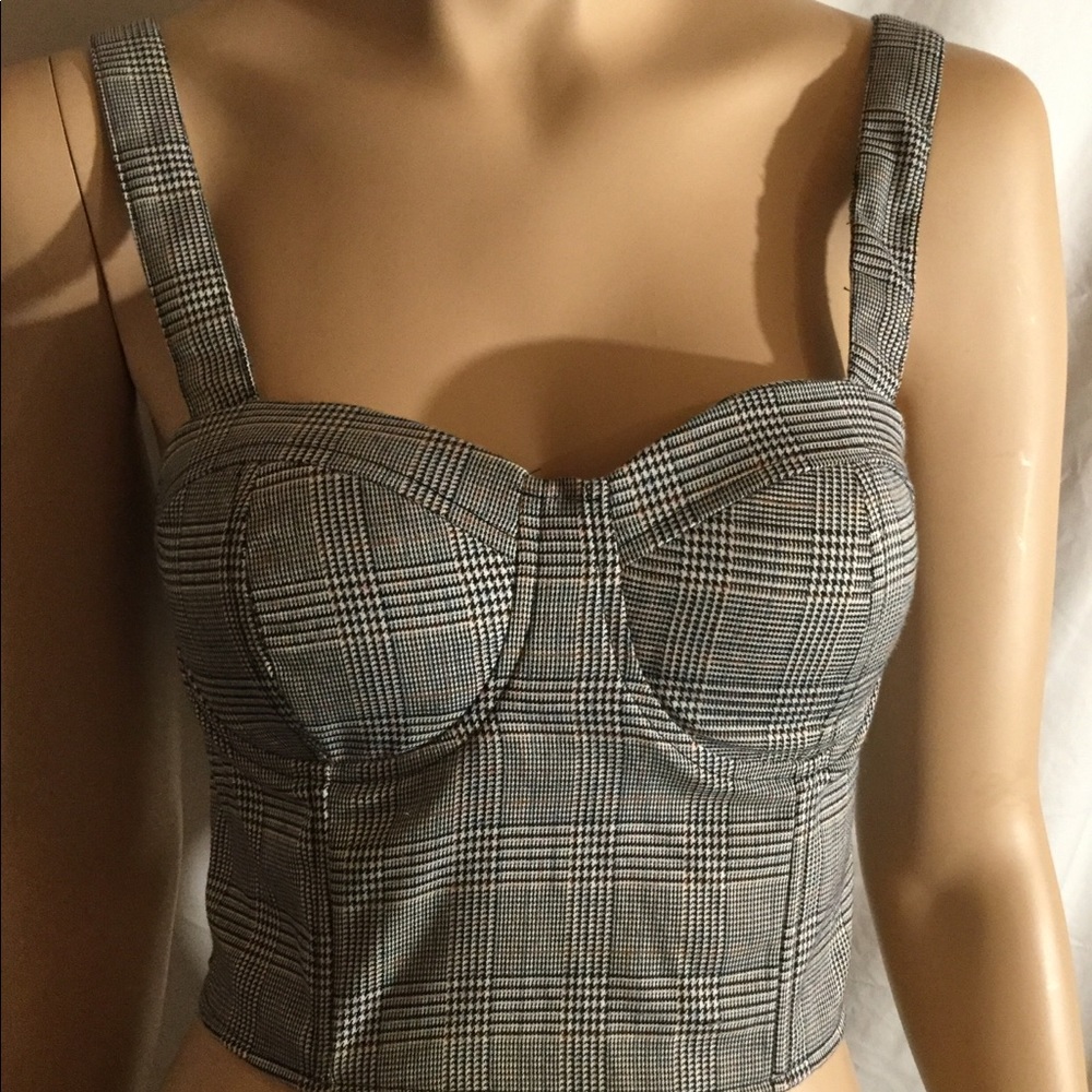 3 for 15$ REVAMPED Houndstooth cropped bustier top